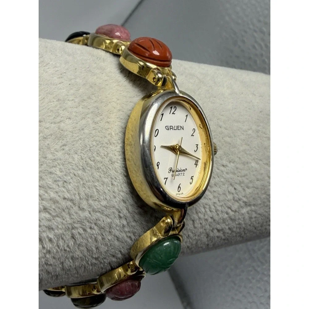 Gruen Precision 358-902.105 New Battery Scarab Beetle Ladies Watch 19MM 7.25